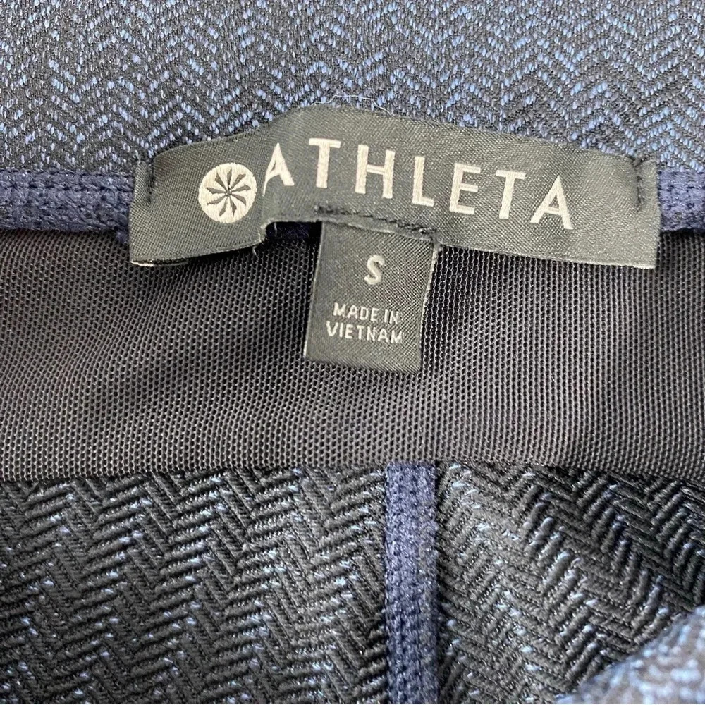 Athleta Womens Small Blue Black Mercer Yoga Pants Herringbone Ankle Slit - Picture 8 of 11